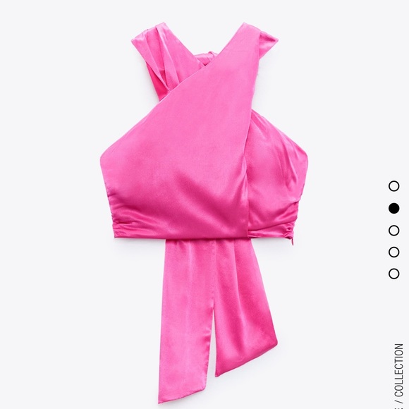 Zara | Tops | Nwt Zara Pink Satin Halter Neck Crop Top | Poshmark